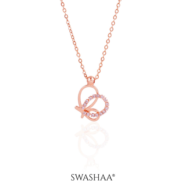 Volar Butterfly Rosegold Plated Necklace