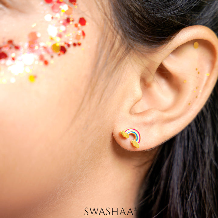 Wow Rainbow 18K Gold Plated Kid's Earrings