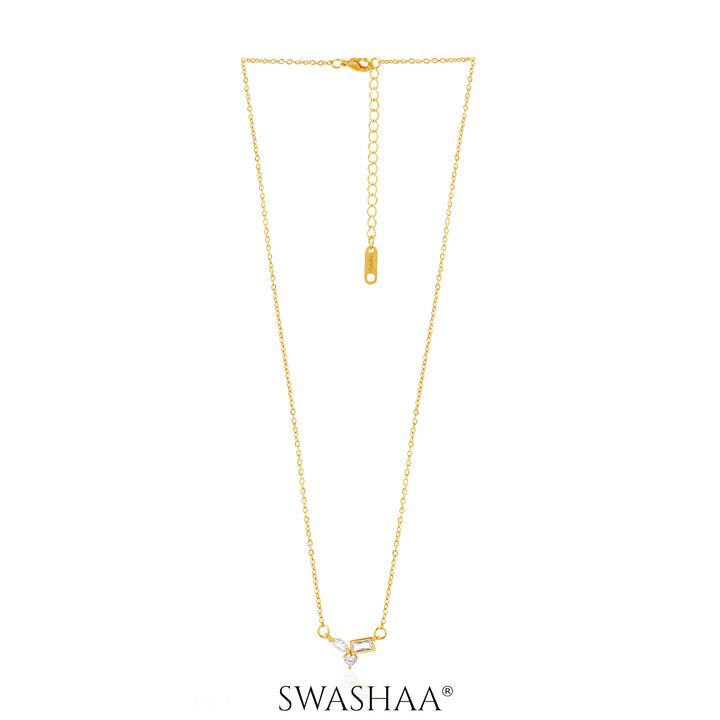 Wei Sapphire Cluster 18K Gold Plated Necklace