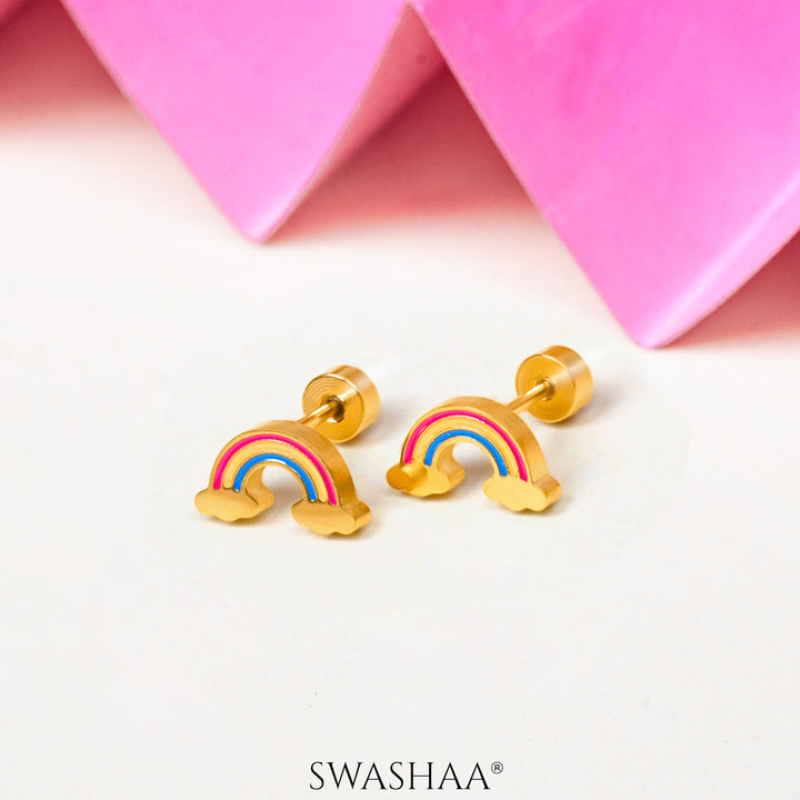 Wow Rainbow 18K Gold Plated Kid's Earrings