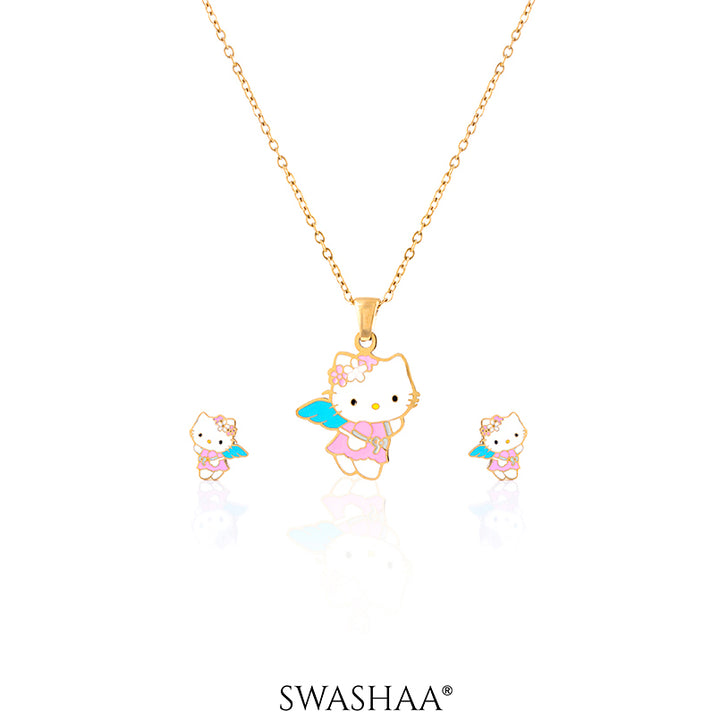 Zuzu Kitty 18K Gold Plated Kid's Pendant Necklace Set