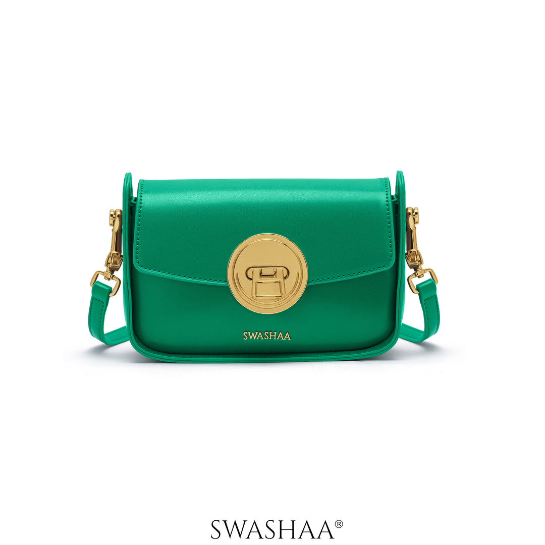 Giva Emerald Luxe Clasp Leather Sling Bag