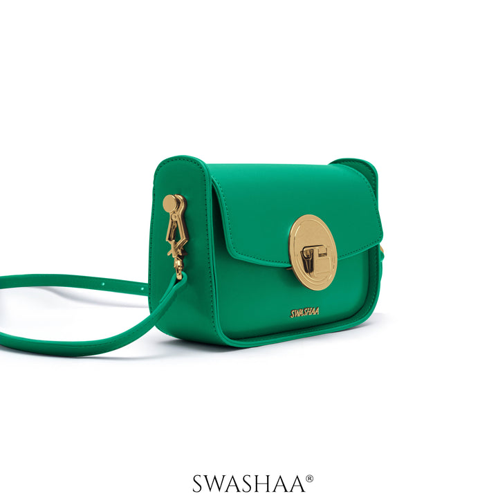 Giva Emerald Luxe Clasp Leather Sling Bag