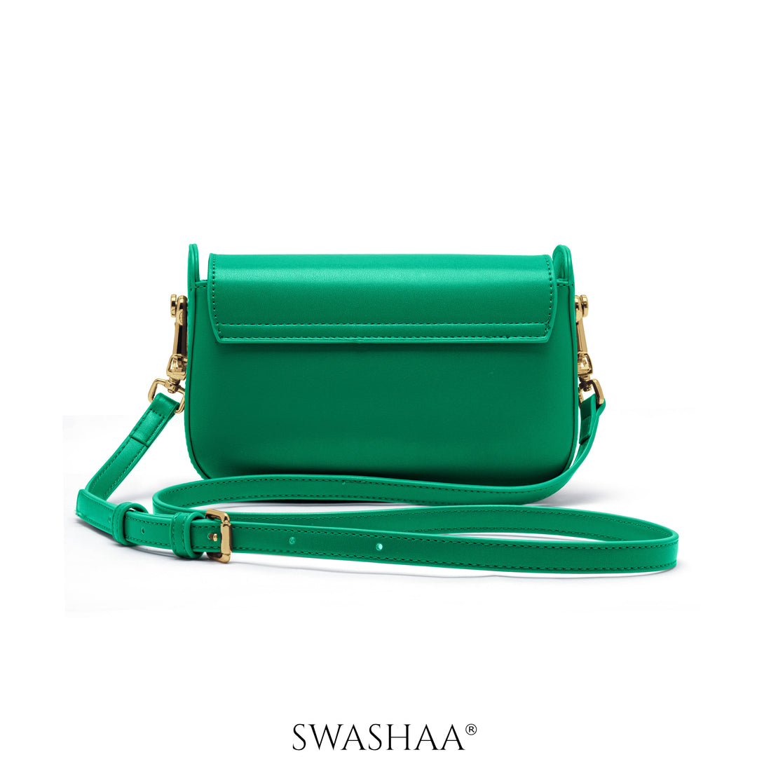 Giva Emerald Luxe Clasp Leather Sling Bag