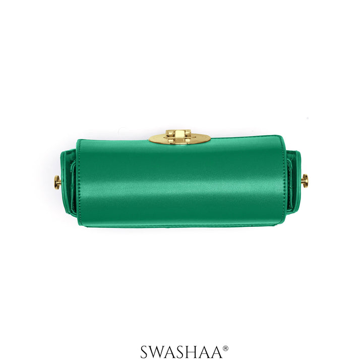 Giva Emerald Luxe Clasp Leather Sling Bag