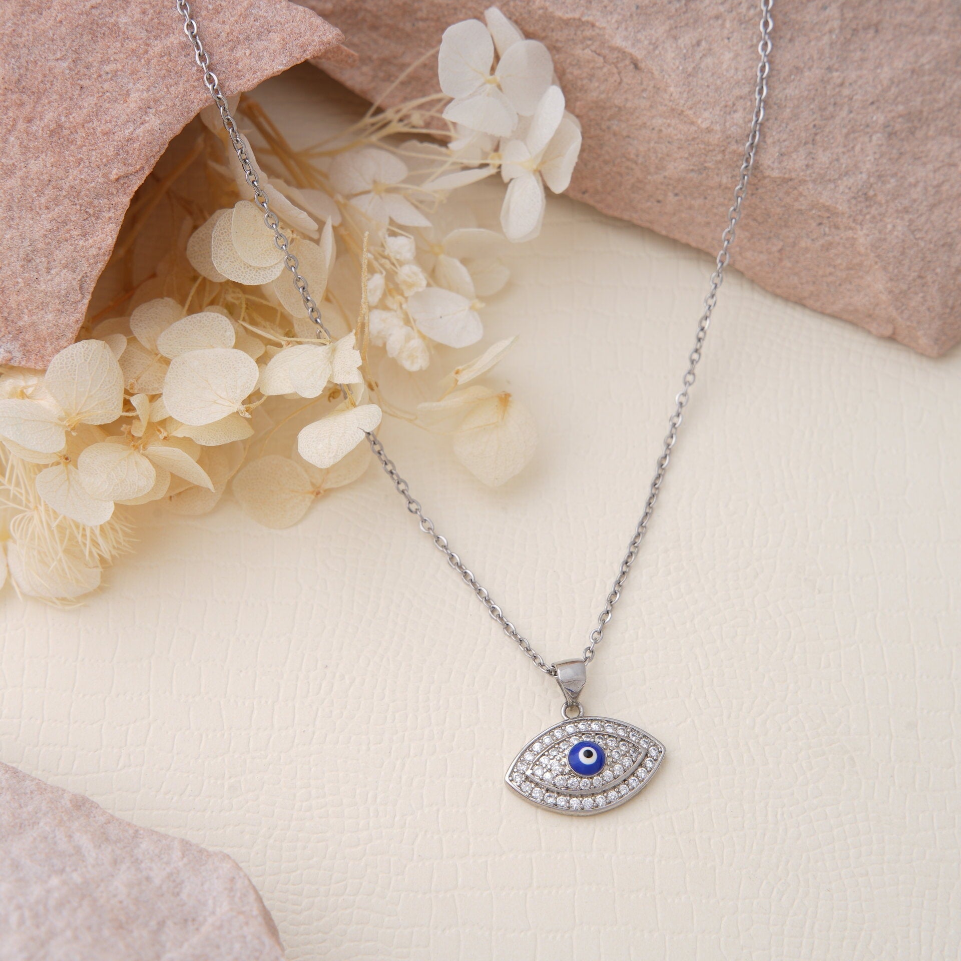 Evil eye necklace deals silver